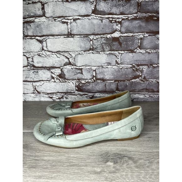 Born Handcrafted Mint Green Leather Slip On Bow Casual Flats Women 10M US/42EU - Picture 15 of 16